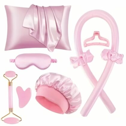 Ensemble beauté de nuit en satin 9 pièces